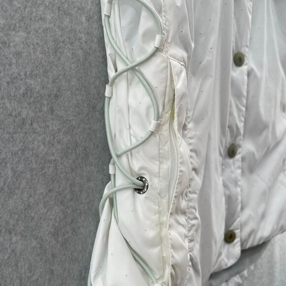 NIKE Running Vest Womens Small White Black Polka Dot Fleece Lined Pockets Cinch - Picture 6 of 12